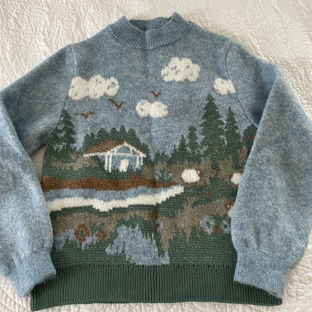 Mango sweater with scenic print